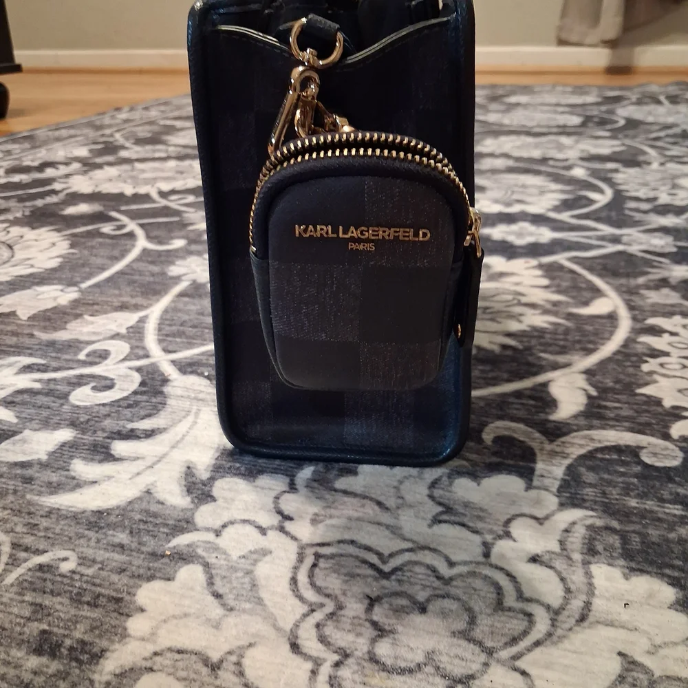 Karl Lagerfeld Womens Blue/Dark Blue Check Crossbody Bag - Picture 7 of 7